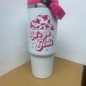 Pink and White Stanley Tumbler  Cowgirl
